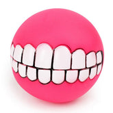 KUTKUT Funny Dog Teeth Ball for Dogs, Fun Pet Toy with Human Smile Design and Squeaker, Nontoxic for Puppy Small Medium Or Large Doggies Tooth Chew Toy, Squeaky Dog Ball Smiling Dog Ball - ku